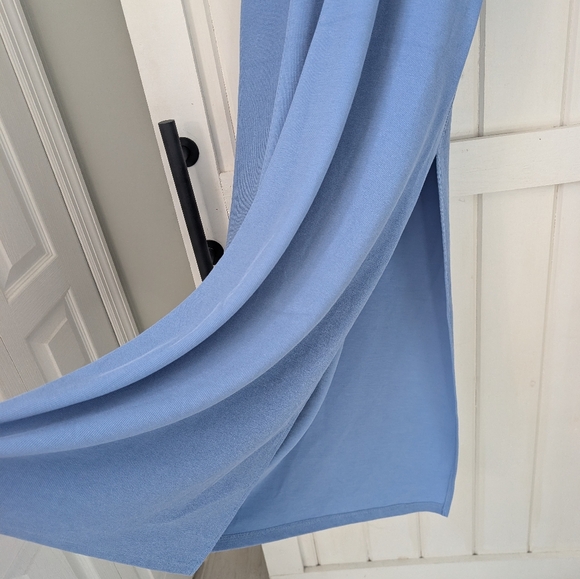 Rusty Ribbed Blue Maxi Dress With Slit - Picture 9 of 11